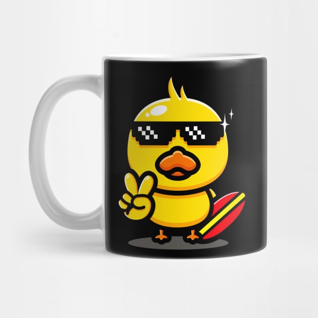 Cool Duck With Surfboard Summer Surfing Vacation by Foxxy Merch